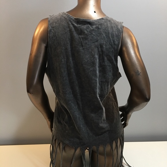 Sugar High Gray Fringed Western Tank - Picture 4 of 8